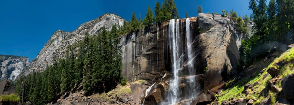 Yosemite Park falls sunny view in summer