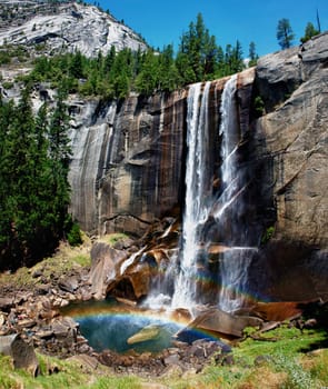 Yosemite Park falls sunny view in summer
