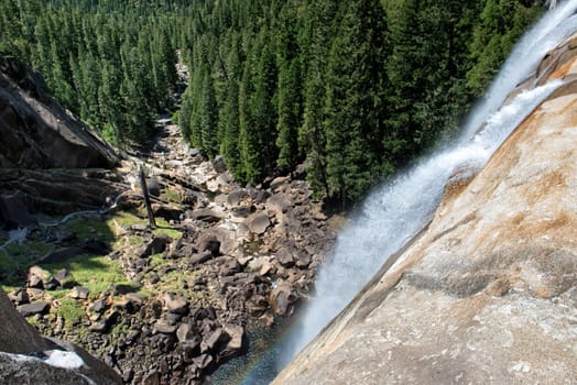 Yosemite Park falls sunny view in summer