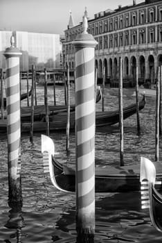 gondola venice view in black and white