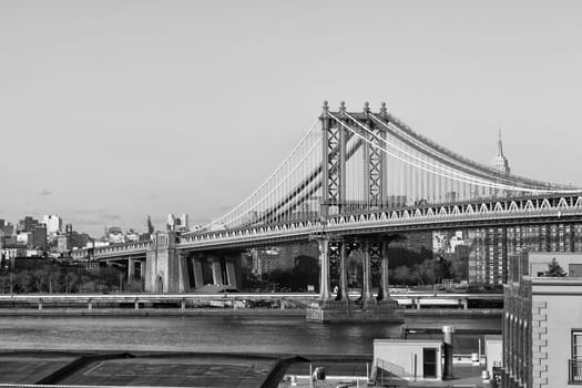 New York manhattan bridge view  in black and white