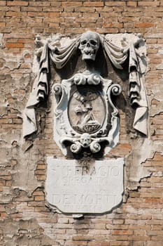 Skull bas relief day of the dead in venice