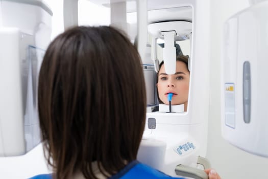 Panoramic Dental X Ray For Young Womans Procedure at Dentists Clinic.