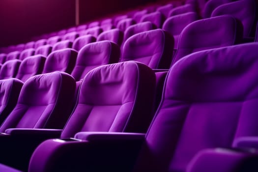 Empty pink seats in cinema, domestic intimacy, zoom in, up close. Neural network generated in January 2024. Not based on any actual scene or pattern.
