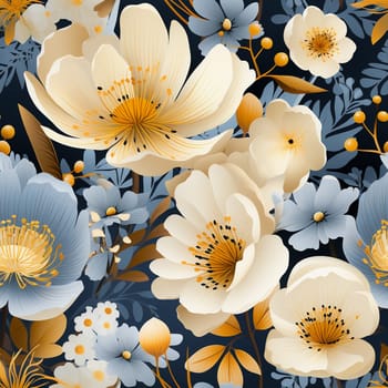 Seamless pattern tile background flowers and floral leaves plants. High quality photo