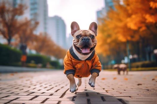 Cute dog with in autumn concept. Generative AI.