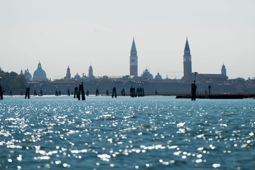 Venice view from laguna water