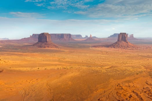 Monument Valley aerial sky view from baloon