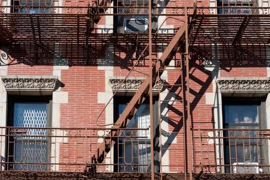 Fire ladder on New york manhattan buildings