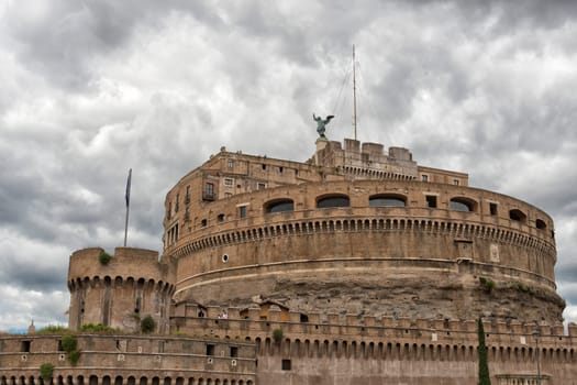 Rome castel santangelo pope Francis home on cloudy day