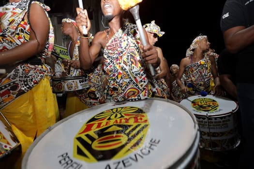 salvador, bahia, brazil - february 11, 2024: ritual departure from the Ile Aiye block for carnival in Salvador.
