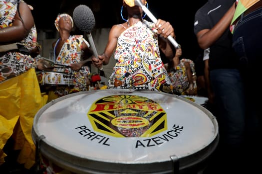 salvador, bahia, brazil - february 11, 2024: ritual departure from the Ile Aiye block for carnival in Salvador.