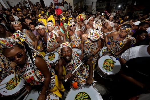 salvador, bahia, brazil - february 11, 2024: ritual departure from the Ile Aiye block for carnival in Salvador.