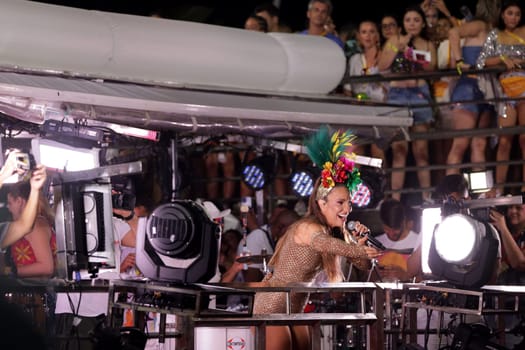 salvador, bahia, brazil - february 12, 2024: singer Ivete Sangalo is seen during a performance at carnalva in Salvador