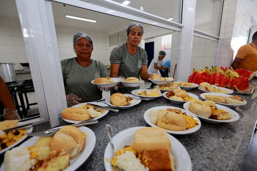 ibicui, bahia, brazil - december 9, 2023: feeding young people in a public school in the city of Ibicui
