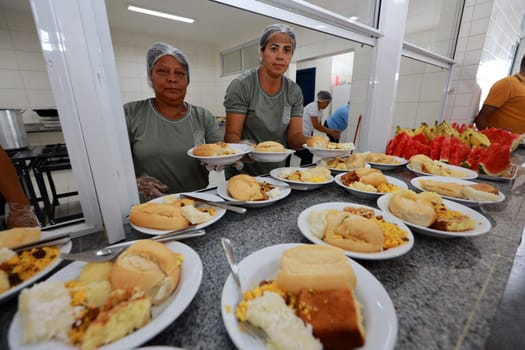 ibicui, bahia, brazil - december 9, 2023: feeding young people in a public school in the city of Ibicui