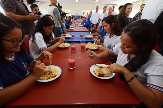 ibicui, bahia, brazil - december 9, 2023: feeding young people in a public school in the city of Ibicui