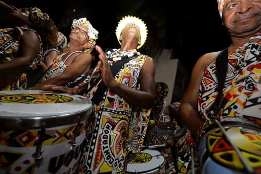 salvador, bahia, brazil - february 11, 2024: ritual departure from the Ile Aiye block for carnival in Salvador.