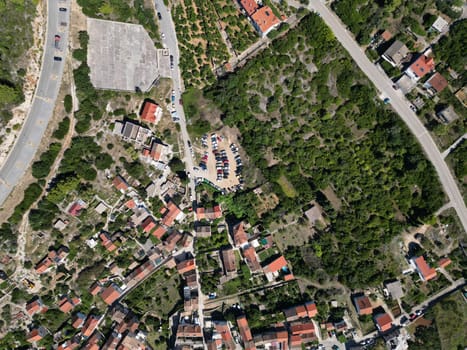 Vis Island, in Italian Lissa, island of Croatia in the Adriatic Sea. It is the outermost major island of the Dalmatian archipelago panoramic aerial view landscape