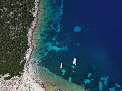 Vis Island, in Italian Lissa, island of Croatia in the Adriatic Sea. It is the outermost major island of the Dalmatian archipelago panoramic aerial view landscape