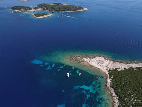 Vis Island, in Italian Lissa, island of Croatia in the Adriatic Sea. It is the outermost major island of the Dalmatian archipelago panoramic aerial view landscape