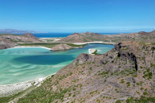 balandra beach baja california aerial panorama landscape