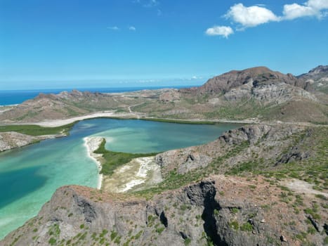 balandra beach baja california aerial panorama landscape