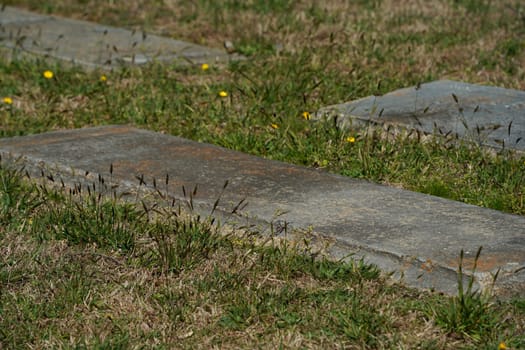 Civil war tombstones tomb of American Revolution british soldier settler in Yorktown, Virginia USA