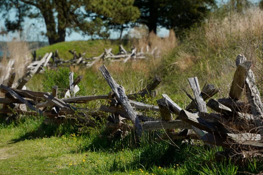 British defense line at the Yorktown Battlefield in the State of Virginia USA