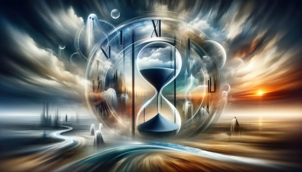 Surreal Hourglass and Time Concept Artwork.
