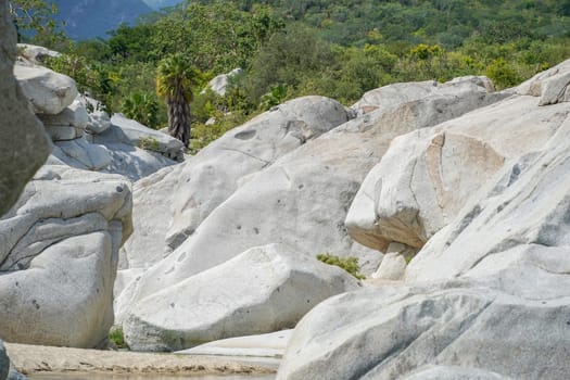 river creek white stones in san dionisio in sierra de la laguna baja california sur mexico panorama