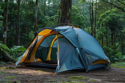 Camping tent, Nature travel concept. generative AI.