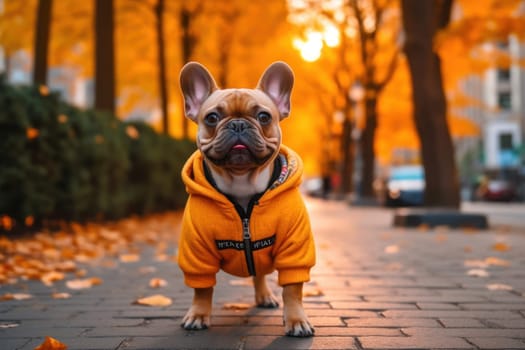 Cute dog with in autumn concept. Generative AI.