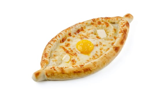khachapuri in Adjarian style on a white background studio food photo