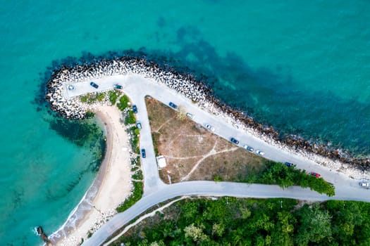 Aerial view from drone of Interesting coastline