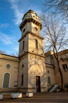 Clock tower in the city of Varna. Vertical view