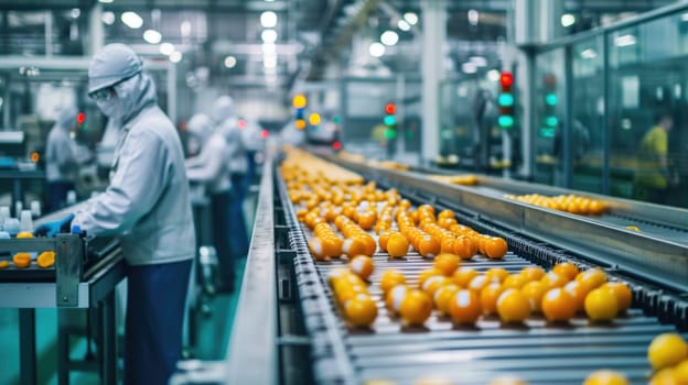 A group of men are engaged in mass production on a conveyor belt in a factory, utilizing machines and engineering skills. AIG41