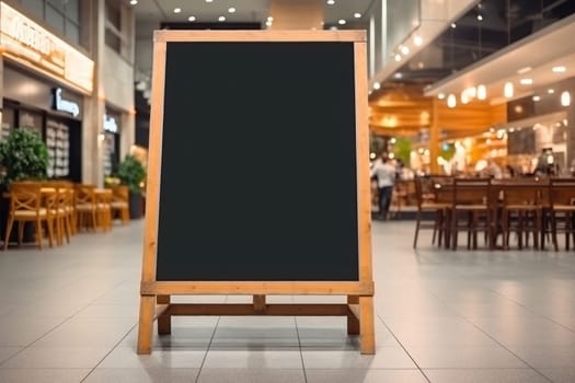 Empty blackboard sign mockup in front of a restaurant , Menu board . Generative Ai.