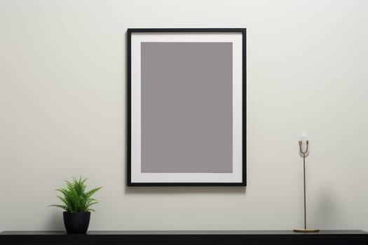 minimalist living room blank frame mockup . Generative AI.