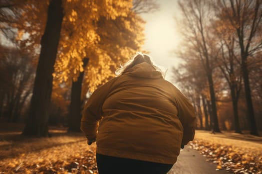 overweight woman going for a run, generated AI, generated, AI.