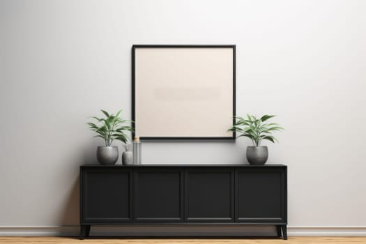 minimalist living room blank frame mockup . Generative AI.