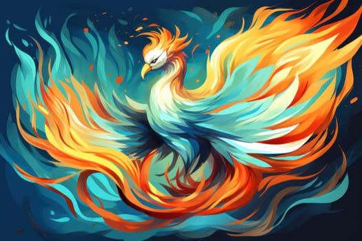 Flying Phoenix burst into flames created with .Generative AI.