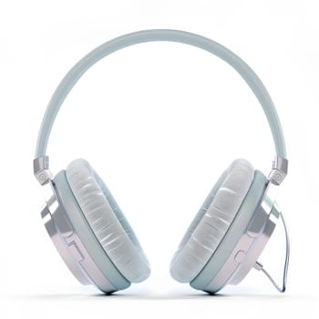 Realistic 3D Headphones on White Background. Headphones Isolated Mockup. Ai generated