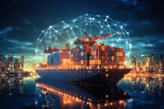 Global business logistics import export and container cargo freight ship, generative AI.