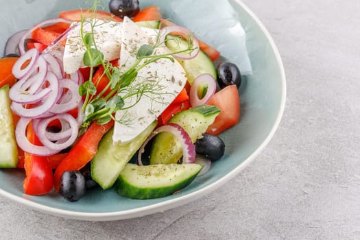 Greek salad on a stone background studio food photo 3
