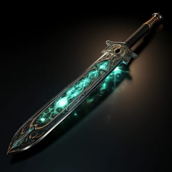 Magical Sword 3D Illustration. Mystical Graphic Asset isolated. Ai generated