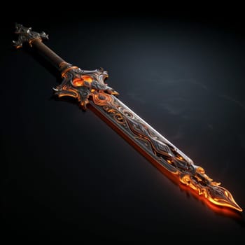 Magical Sword 3D Illustration. Mystical Graphic Asset isolated. Ai generated