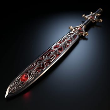 Magical Sword 3D Illustration. Mystical Graphic Asset isolated. Ai generated