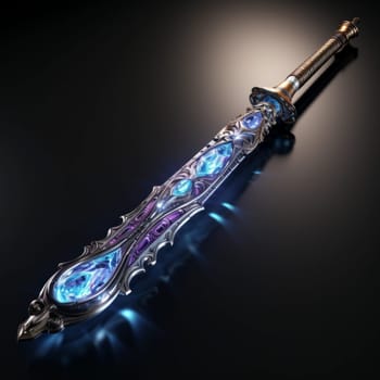 Magical Sword 3D Illustration. Mystical Graphic Asset isolated. Ai generated