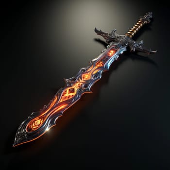 Magical Sword 3D Illustration. Mystical Graphic Asset isolated. Ai generated